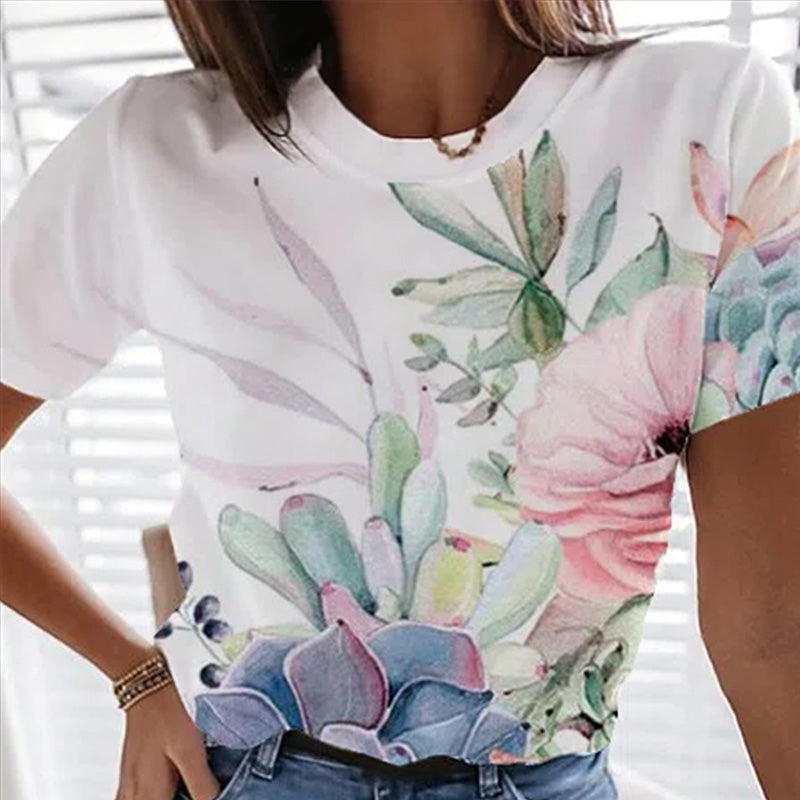 Lässiges Lockeres Kurzärmeliges T-shirt Für Damen