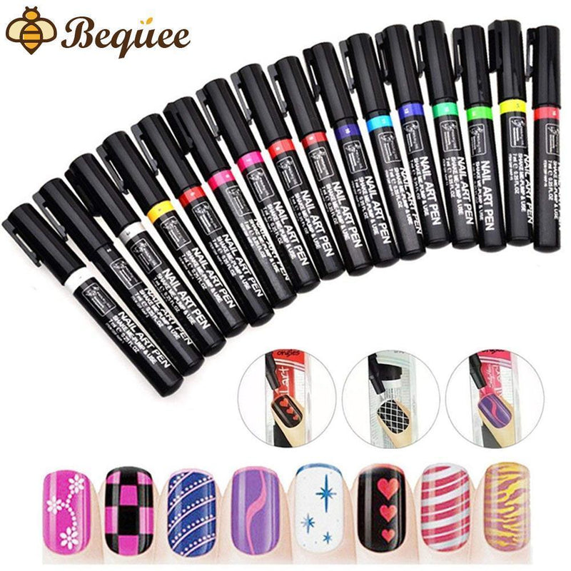 Bequee DIY 3D Nagel Stift, 16 Farben ein Set