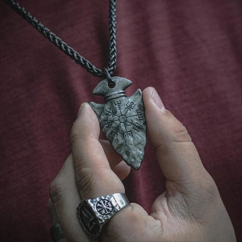 Odins Speer-Halskette mit Vegvisir-Symbol