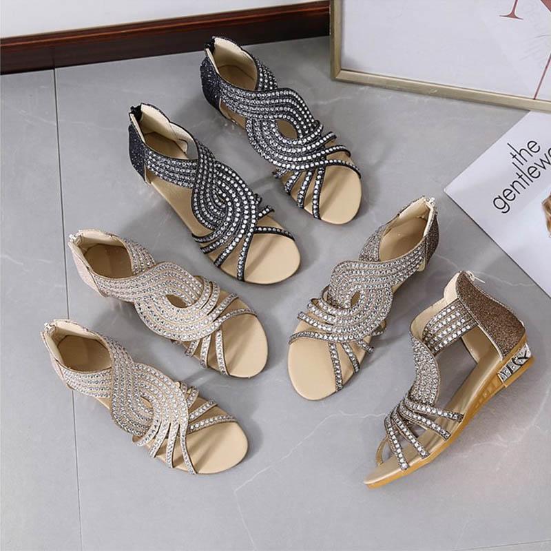 Frau Sommer Strass Sandalen
