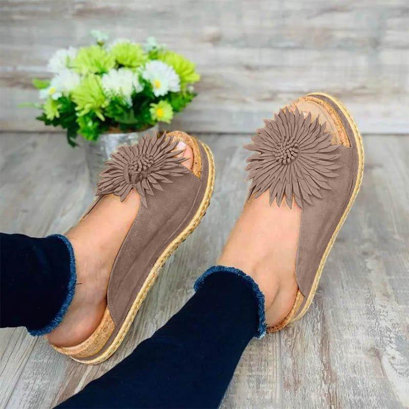Frauen elegante Blume Slip On Sandalen