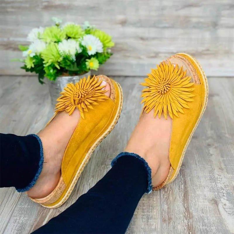 Frauen elegante Blume Slip On Sandalen