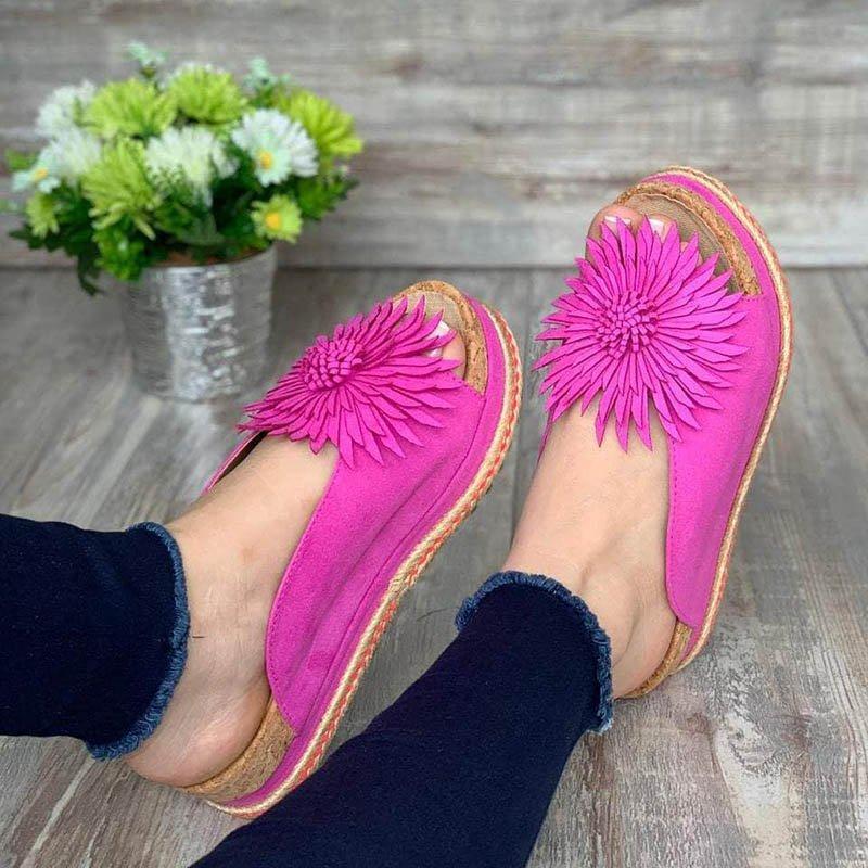 Frauen elegante Blume Slip On Sandalen