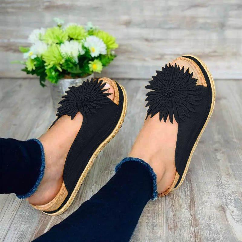 Frauen elegante Blume Slip On Sandalen