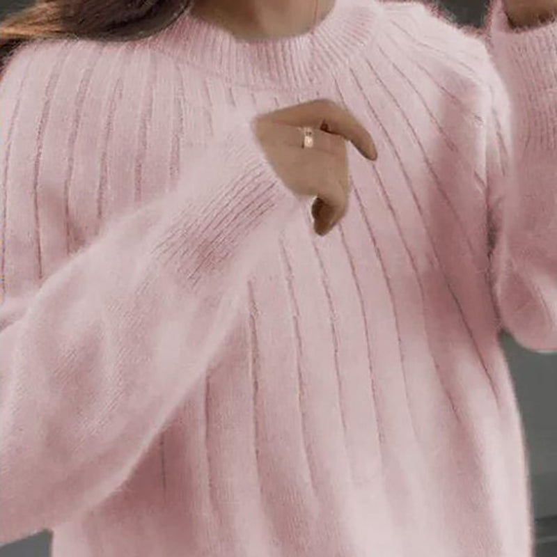Einfarbiger Weicher Pullover mit Rundhalsausschnitt