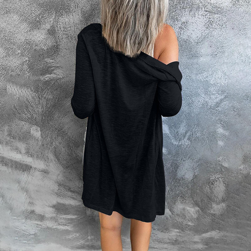 Lässige Einfarbige Langärmlige Strickjacke