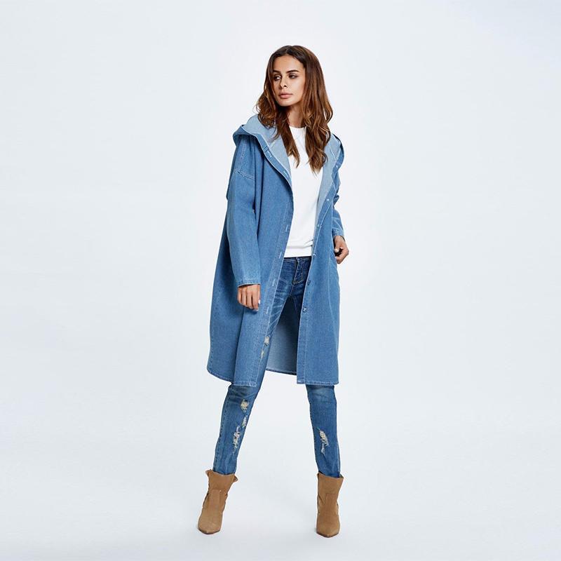 Langärmelige Jean Jacke mit Kapuze