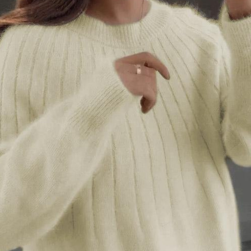 Einfarbiger Weicher Pullover mit Rundhalsausschnitt