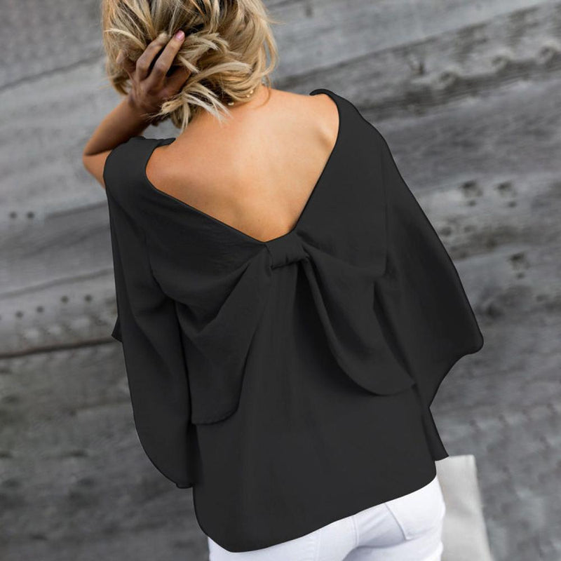 Damen graziöses Schleife T- Shirt