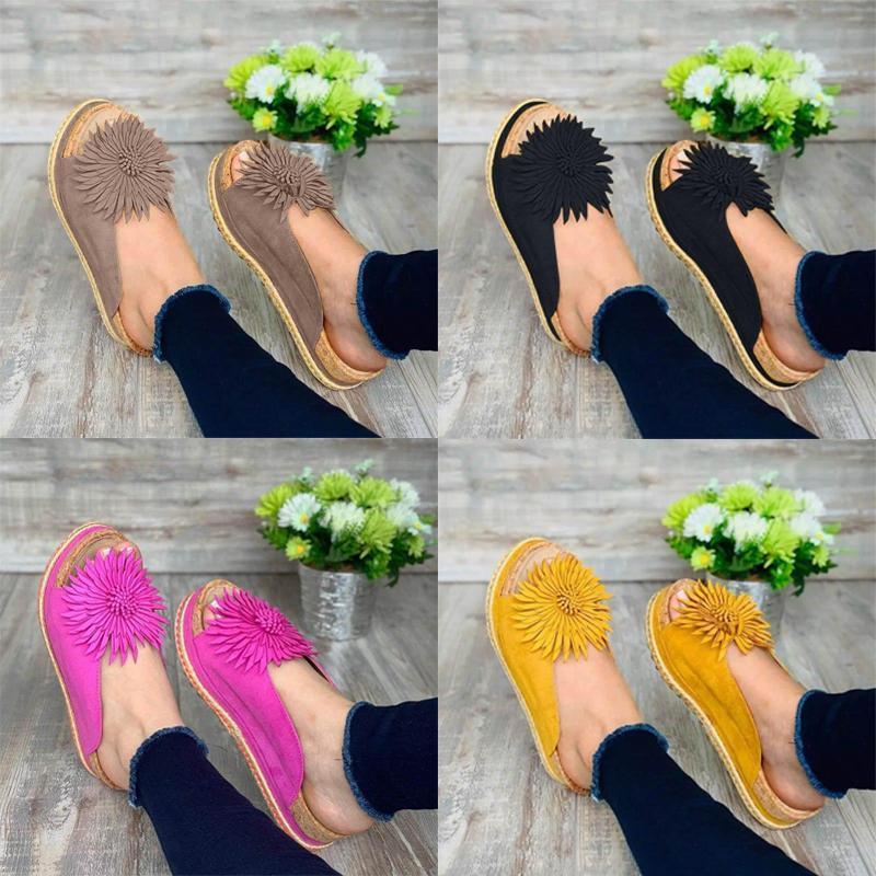 Frauen elegante Blume Slip On Sandalen