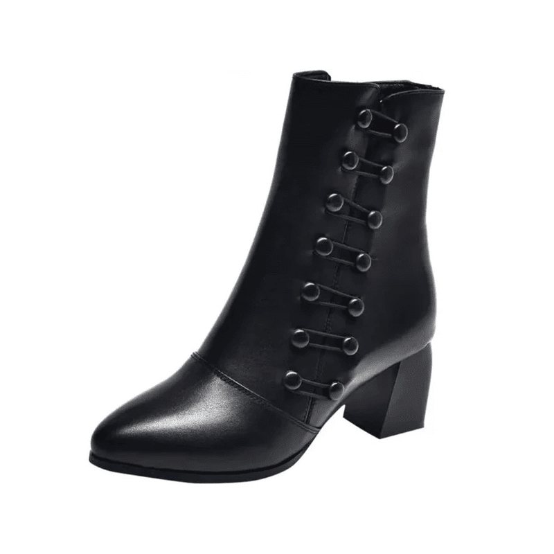Warme Lederstiefel mit seitlichem Knopf