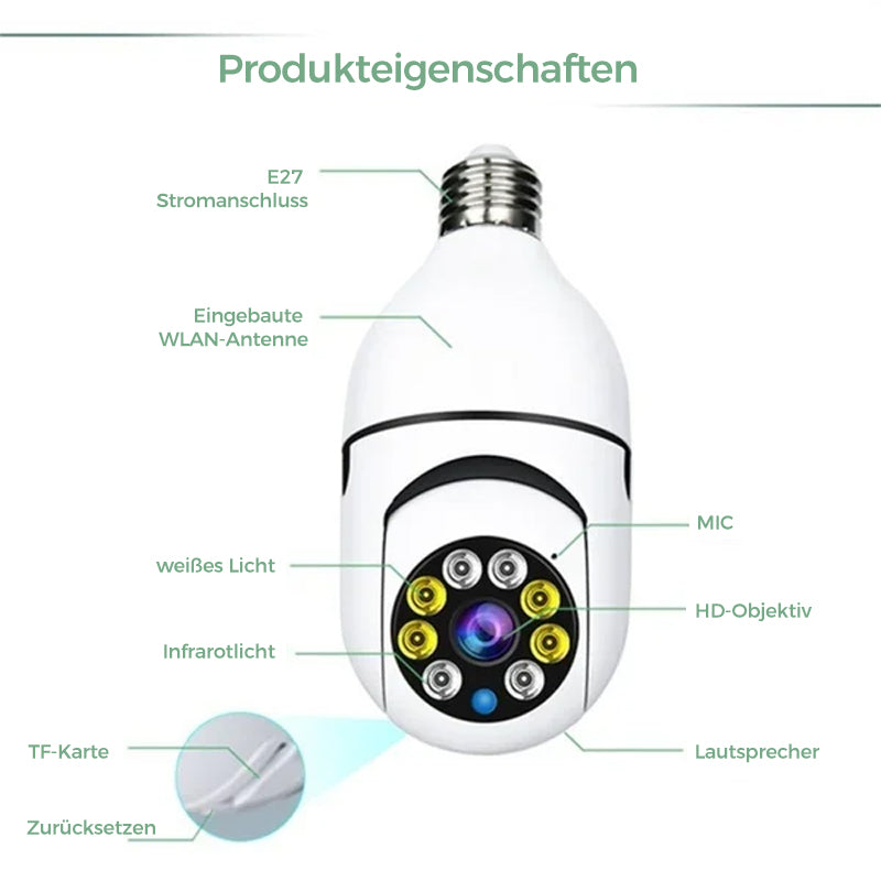 Drahtlose WLAN-Überwachungskamera mit Glühbirne
