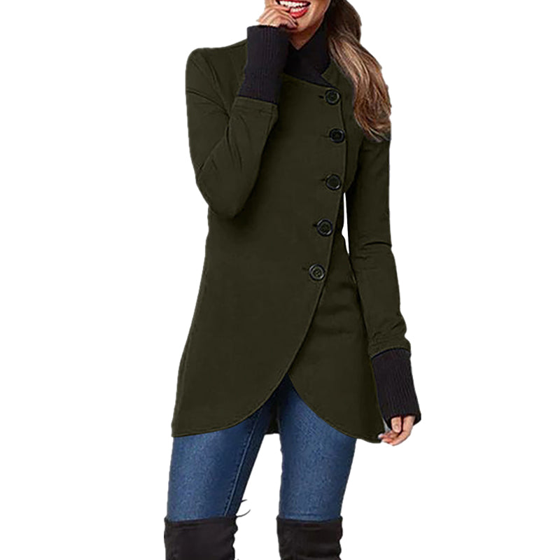 Schräg geöffnete windabweisende Jacke mit Knopf