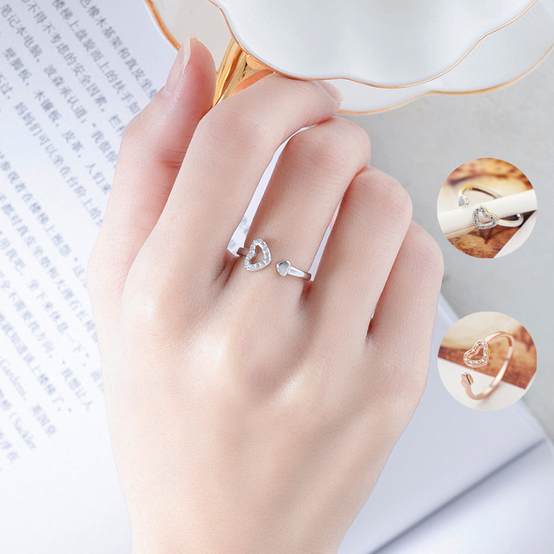 Damen einfacher herzförmiger offener Ring