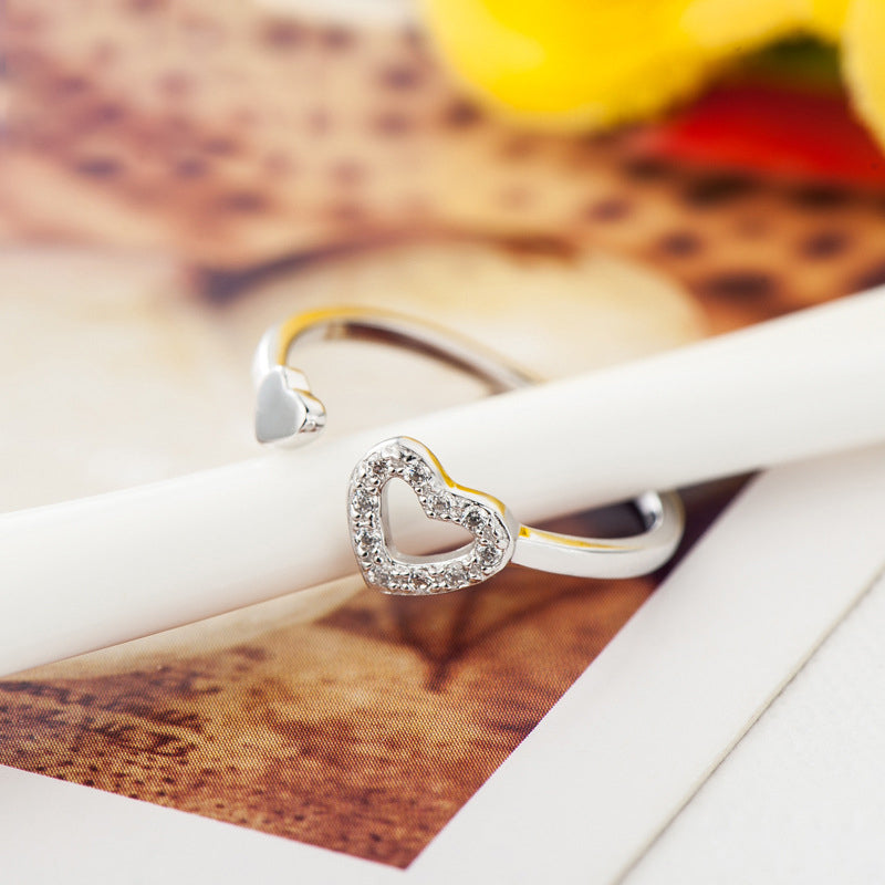 Damen einfacher herzförmiger offener Ring