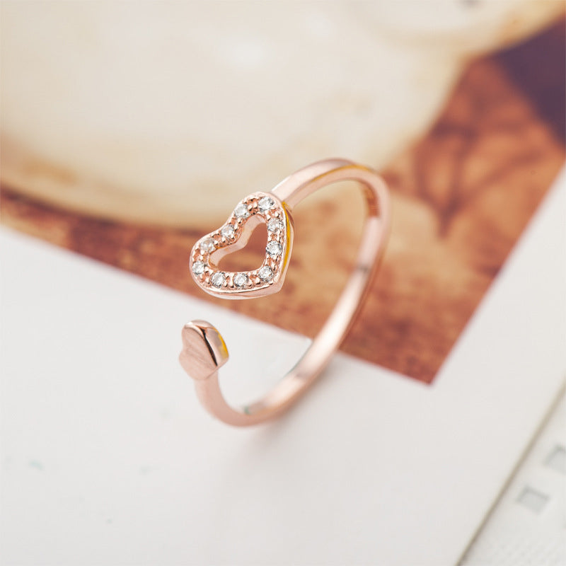 Damen einfacher herzförmiger offener Ring