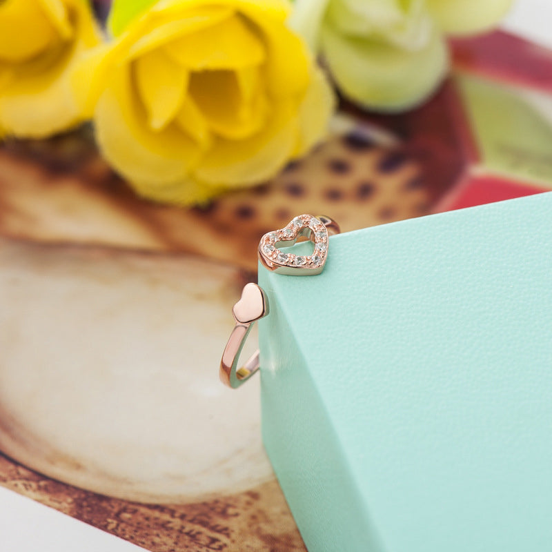 Damen einfacher herzförmiger offener Ring