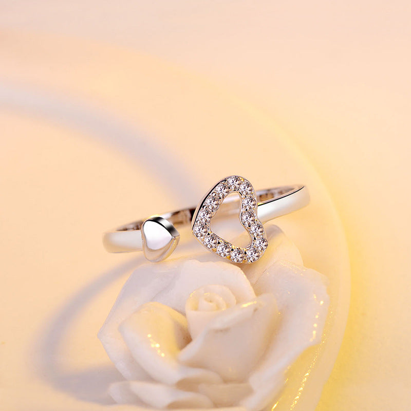 Damen einfacher herzförmiger offener Ring