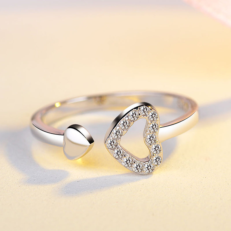 Damen einfacher herzförmiger offener Ring