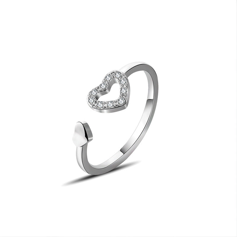 Damen einfacher herzförmiger offener Ring