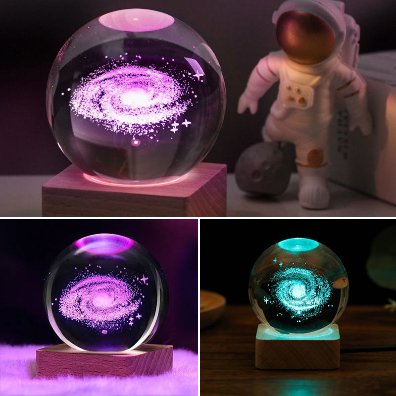 3D Galaxy Kristallkugel Nachtlicht Dekorlampe