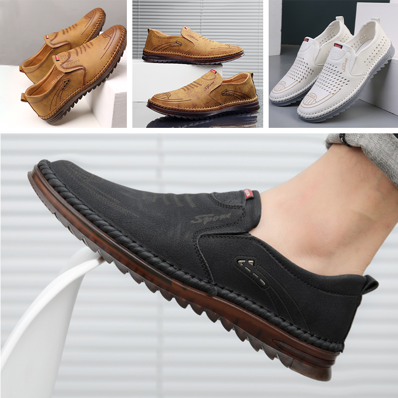 Handgenähte atmungsaktive Lederschuhe mit weicher Oberfläche und Sehnensohle