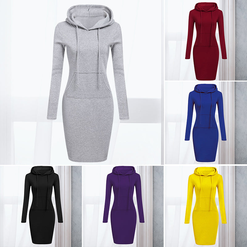 Lässiges Damen-Sweatshirtkleid mit Kapuze