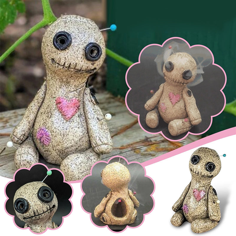 Handgeschnitzter Voodoo-Puppen-Weihrauchbrenner aus Harz